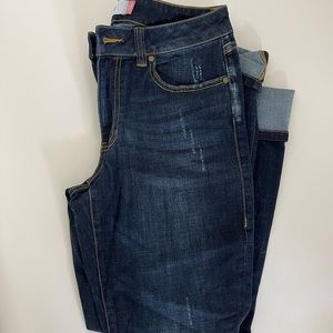 CAbi High Straight Dark Indigo Jeans Size 6